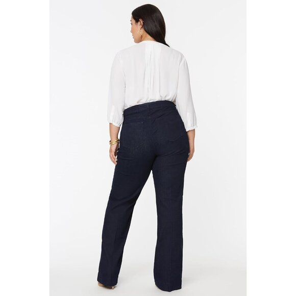 Women's Plus Size Trouser Jeans Cotton Blend Wide Leg Slimming Technology - Picture 5 of 6